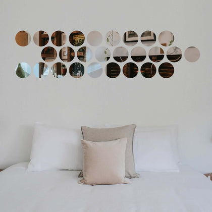 12 Pack Round Acrylic Mirror Wall Stickers, Removable Wall Decals For Home Decor - 6"
