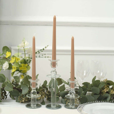 10-Pack Taper Candles 10" Premium Wax Design Beige - Unscented Candles