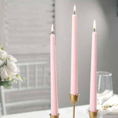 10-Pack Taper Candles 10" Premium Wax Design Blush - Unscented Candles
