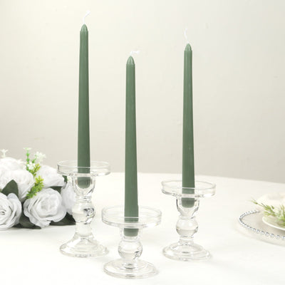 10-Pack Taper Candles 10" Premium Wax Design Dusty Sage Green - Unscented Candles