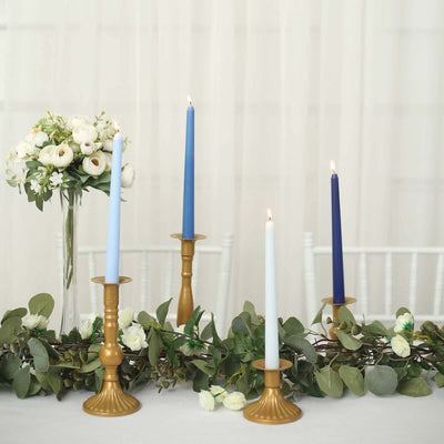 12-Pack Taper Candles 10" Premium Wax Design Mixed Blue - Unscented Candles for Sophisticated Decor