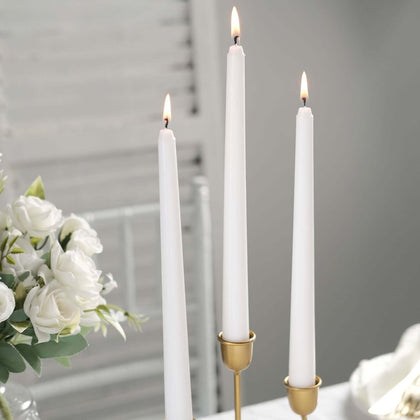 10-Pack Taper Candles 10" Premium Wax Design White - Unscented Candles for Stylish Settings