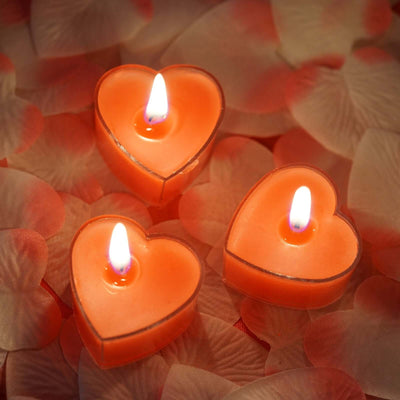 12-Pack Tealight Candles Mini Heart Shaped Design Red - Valentines Decor for Romantic Settings