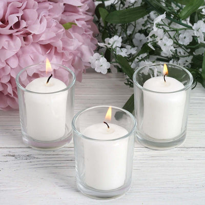 12-Pack Votive Candle Set with Clear Glass Holders White - Tealight Candles for Decor