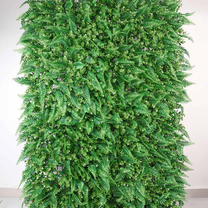 Artificial Boston Fern Eucalyptus Boxwood Greenery Garden Wall, Grass Backdrop Mat, Indoor/Outdoor UV Protected Assorted Foliage 4 Panels 12 Sq. ft.