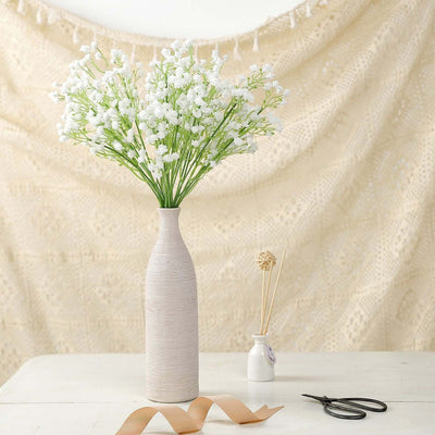 12 Stems White Artificial Silk Babys Breath Gypsophila Flowers 22"