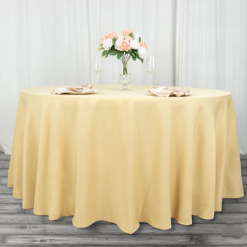 120" Champagne Seamless Premium Polyester Round Tablecloth - 200GSM