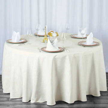 120" Ivory Seamless Premium Polyester Round Tablecloth - 200GSM
