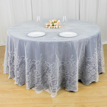 Elegant Ivory Lace Round Seamless Tablecloth 120