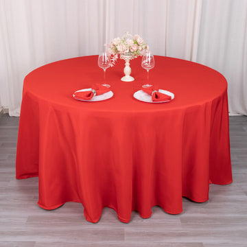 Add Elegance to Your Event with the Red Seamless Premium Polyester Round Tablecloth