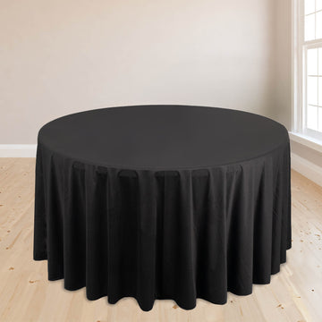 120" Black Premium Scuba Round Tablecloth, Wrinkle Free Polyester Seamless Tablecloth