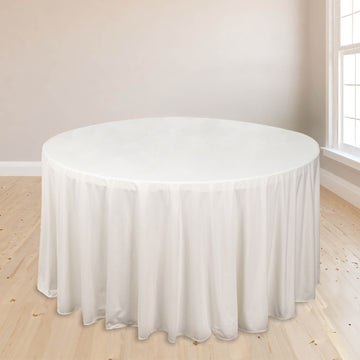 120" Ivory Premium Scuba Round Tablecloth, Wrinkle Free Polyester Seamless Tablecloth