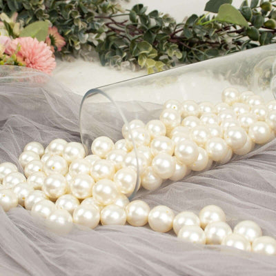 120-Pack Faux Pearl Craft Beads 20mm Ivory with Holes - Glossy Beads for Vase Filler