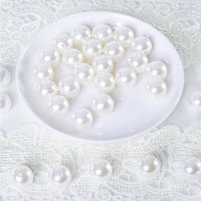 120-Pack Faux Pearl Craft Beads 20mm White with Holes - Glossy Beads for Vase Filler DIY Jewelry Craft Projects & Party Decor