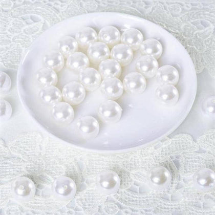 120-Pack Faux Pearl Craft Beads 20mm White with Holes - Glossy Beads for Vase Filler DIY Jewelry Craft Projects & Party Decor