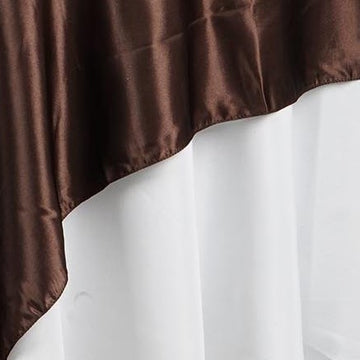 Enhance Your Event Decor with the Chocolate Seamless Satin Square Table Overlay