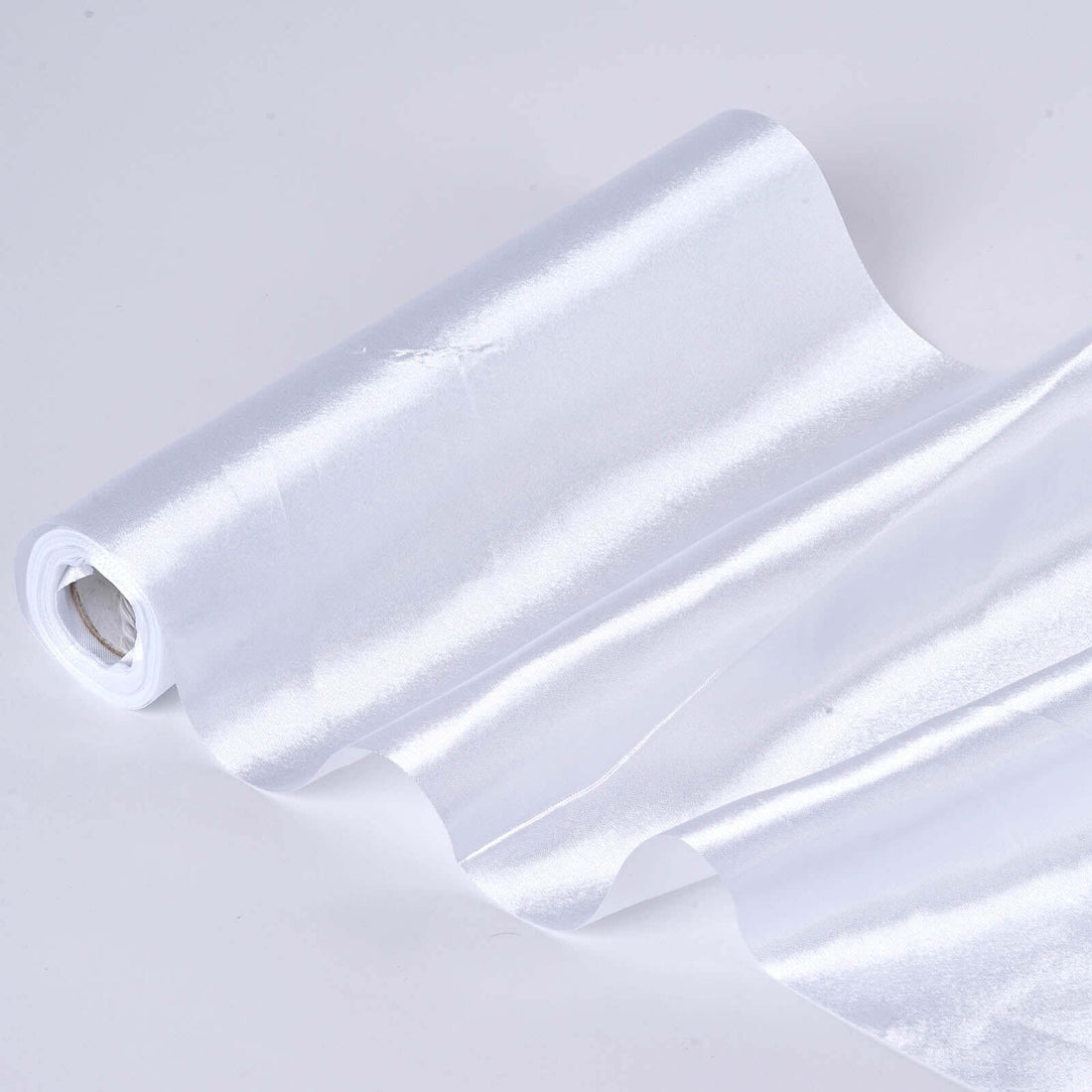 White satin fabric roll, perfect for crafting and decoration.