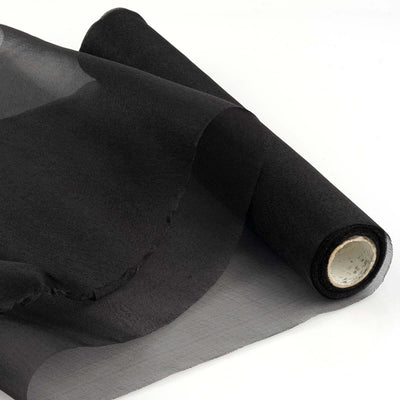 Black Sheer Chiffon Fabric Bolt, DIY Voile Drapery Fabric 12"x10yd