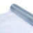 Shimmering sheer fabric roll in light blue color on a white background