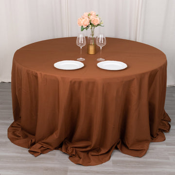 Elevate Your Event with the Cinnamon Brown Seamless Polyester Round Tablecloth