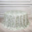 Round floral tablecloth in light green and white fabric