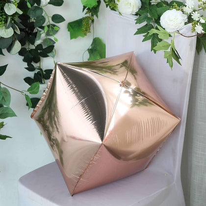 4D Rose Gold Cube Shaped Mylar Foil Helium Air Balloons 14"
