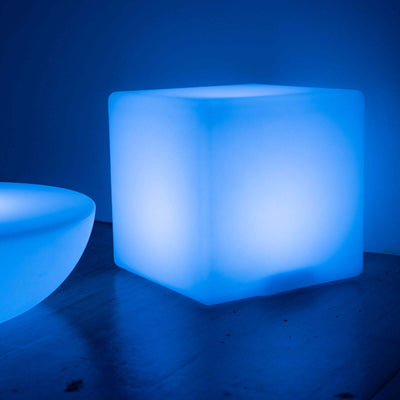 Color Changing Cordless LED Light Up Cube Table Stool, Rechargeable Waterproof Illuminated Furniture 15.5"