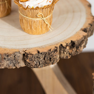 Elevate Your Event Decor with the 4-Tier Natural Farmhouse Style Wood Slice Cupcake Stand
