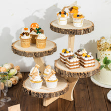15inch Tall 4-Tier Natural Farmhouse Style Wood Slice Cupcake Stand Holder