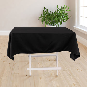 Black Premium Scuba Square Tablecloth, Wrinkle Free Polyester Seamless Tablecloth 54"