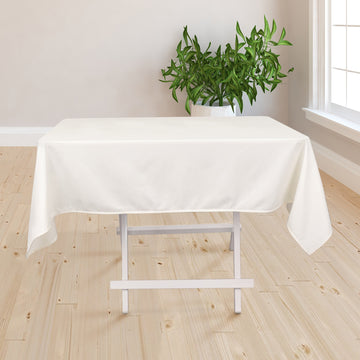 Ivory Premium Scuba Square Tablecloth, Wrinkle Free Polyester Seamless Tablecloth 54"