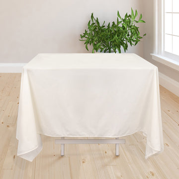Ivory Premium Scuba Square Tablecloth, Wrinkle Free Polyester Seamless Tablecloth 70"