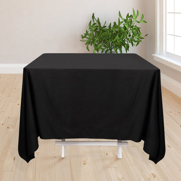 Black Premium Scuba Square Tablecloth, Wrinkle Free Polyester Seamless Tablecloth 70"