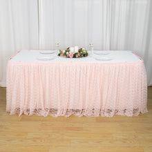 Blush Rose Gold Premium Pleated Lace Table Skirt 17 Feet