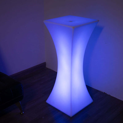 Color Changing Cordless LED Light Up Cocktail Table, Rechargeable Waterproof Illuminated Furniture 18"x43"