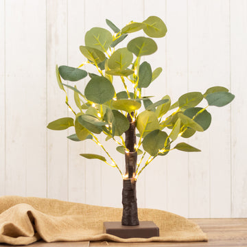 Create a Magical Ambiance with the Warm White 50LED Fairy Lighted Artificial Eucalyptus Plant