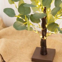 17inch Warm White Fairy Lighted Artificial Eucalyptus Plant, Battery Operated Tabletop Lighted Tree