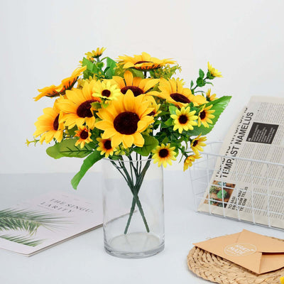 2 Pack Artificial Yellow Sunflower Bushes 13"