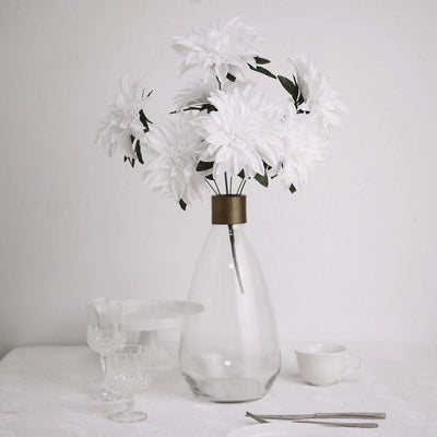 2 Pack White Artificial Silk Dahlia Flower Bouquets, Decorative Floral Arrangements, 20"
