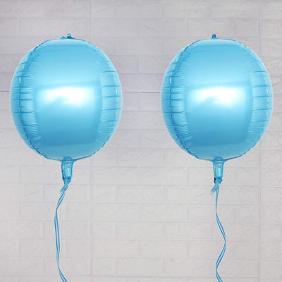 2 Pack Metallic Blue Sphere Mylar Foil Helium or Air Balloons 14" 4D