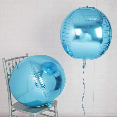 2 Pack Metallic Blue Sphere Mylar Foil Helium or Air Balloons 18" 4D