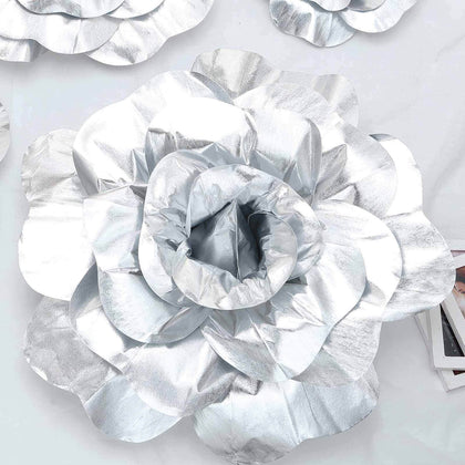 2 Pack Large Silver Real Touch Artificial Foam DIY Craft Roses 24"