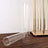 Clear glass vases on a wooden surface with golden decor in the background.