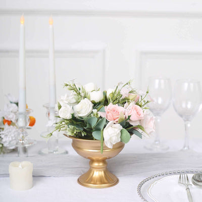 2-Pack Metal Flower Vases Pedestal 4" Wine Goblet Style Gold - Antique Mini Compote Vase for Luxurious Table Decor