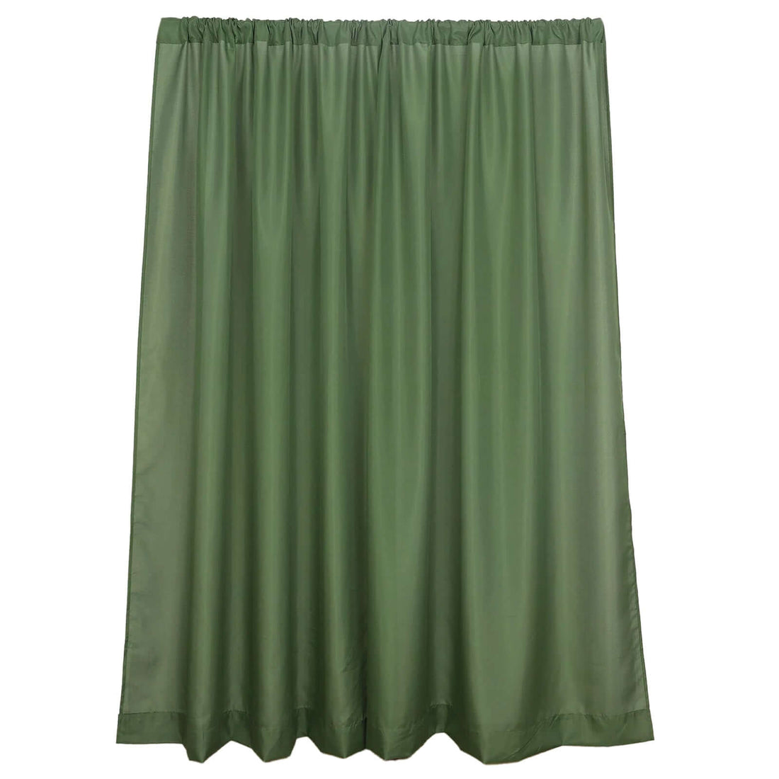 Green sheer curtain panel on a plain backdrop.