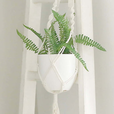2-Pack Plastic Planter Pots 5.5" White Design - Indoor Plant Pots for Hanging Macrame Holder