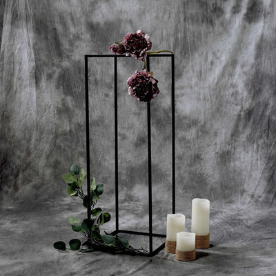 2-Pack Rectangular Matte Black Metal Wedding Flower Stand 32" Geometric Column Frame - Sleek Pedestal for Sophisticated Floral Arrangements