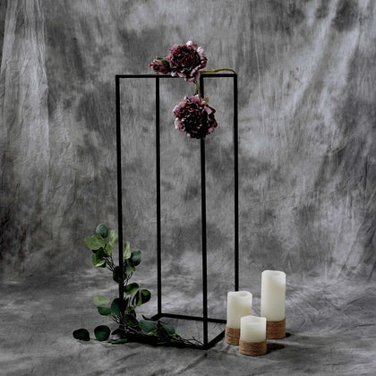2-Pack Rectangular Matte Black Metal Wedding Flower Stand 32" Geometric Column Frame - Sleek Pedestal for Sophisticated Floral Arrangements