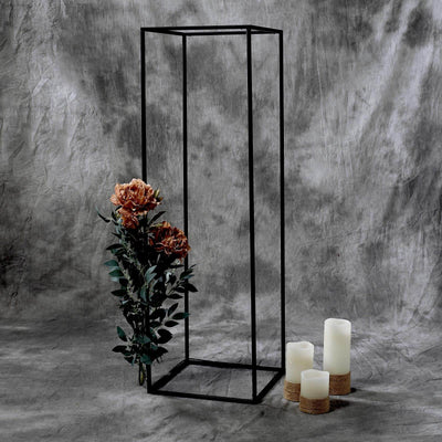 2-Pack Rectangular Matte Black Metal Wedding Flower Stand 40" Geometric Column Frame - Statement Floral Display for Grand Events