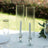 Elegant glass candle holders with gold accents for stylish table decor.